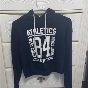 dark blue cropped sweatshirt